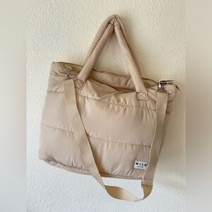 Wilo the Label Beige Puffer Tote Sling Bag Women NWT